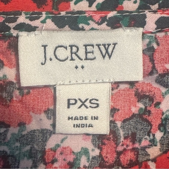 Jcrew Poplin Floral Ruffle Shoulder Top Shirt Pansy Rhinestone Button - Picture 6 of 8